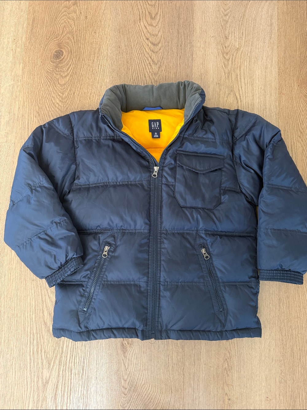 GAP Navy down Puffer Jacket with Yellow Lining